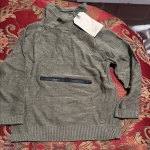 Olive Green Sweater with Zipper Detail